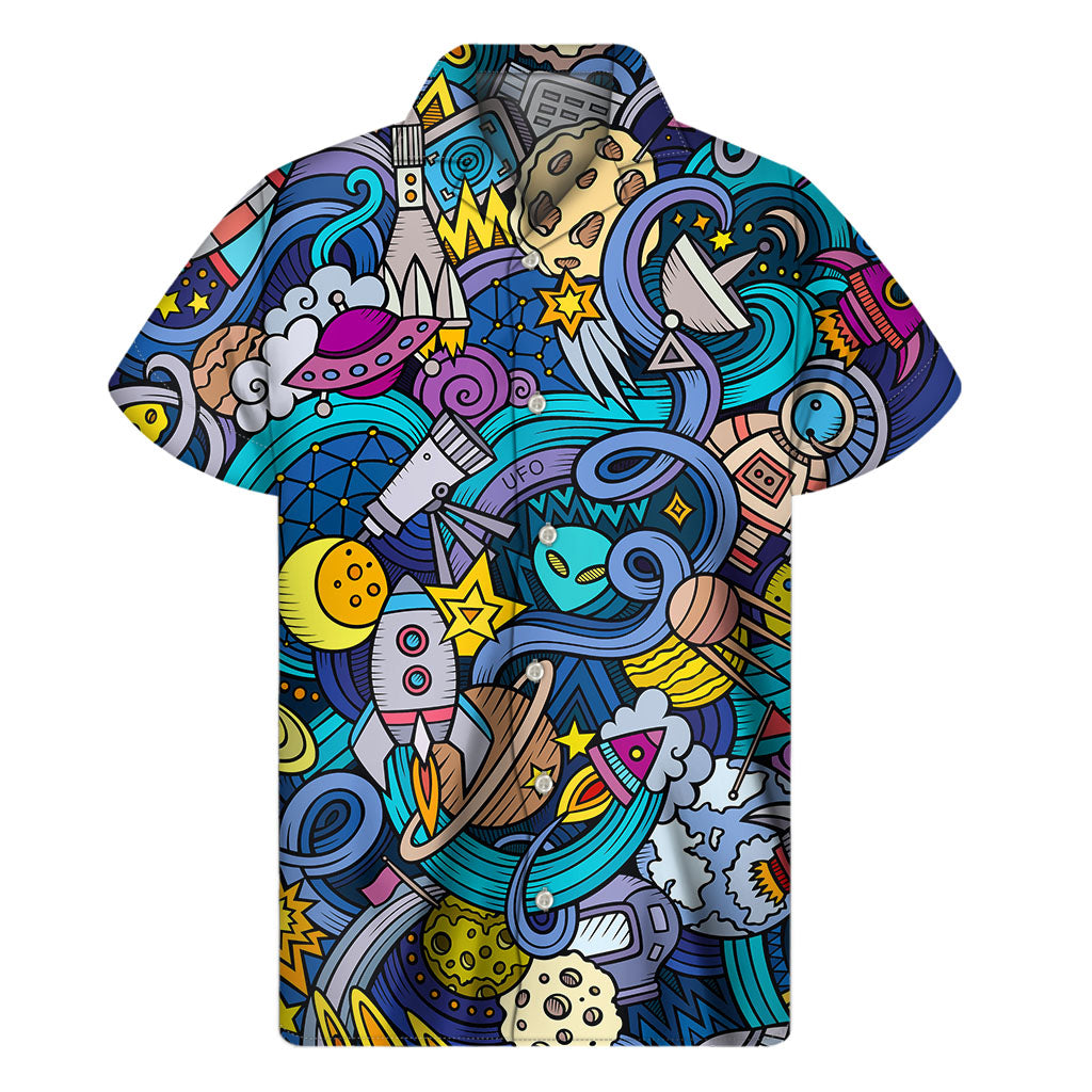 Vibrant Hawaiian Galaxy Print Short Sleeve Shirt - 1