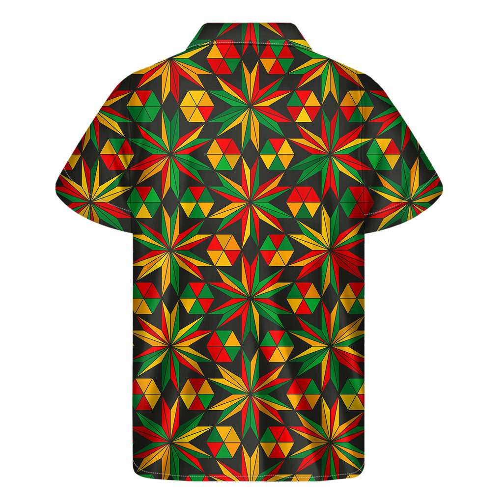 Reggae Vibes: Abstract Geometric Hawaiian Men's Short Sleeve Shirt - 2