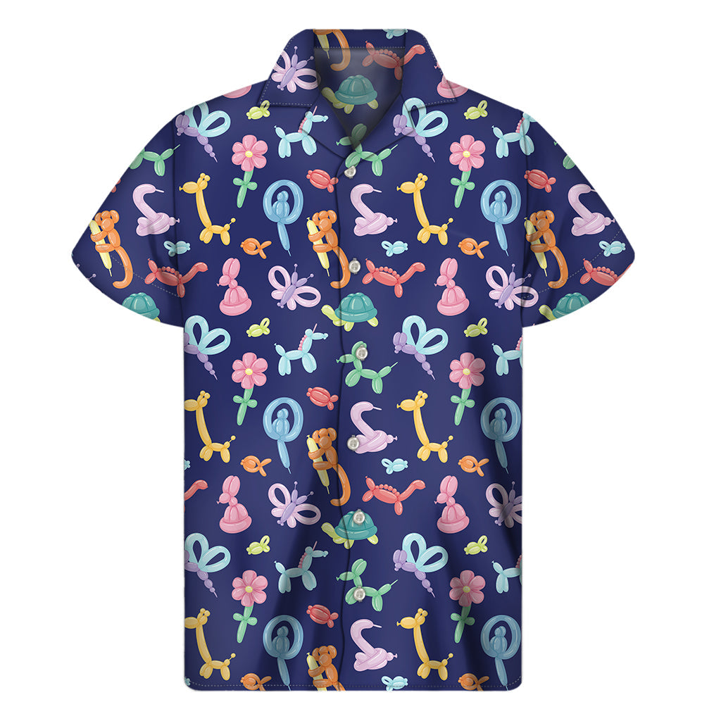 Wild Aloha: Men's Hawaiian Short Sleeve Shirt with Animal Balloon Pattern - 1