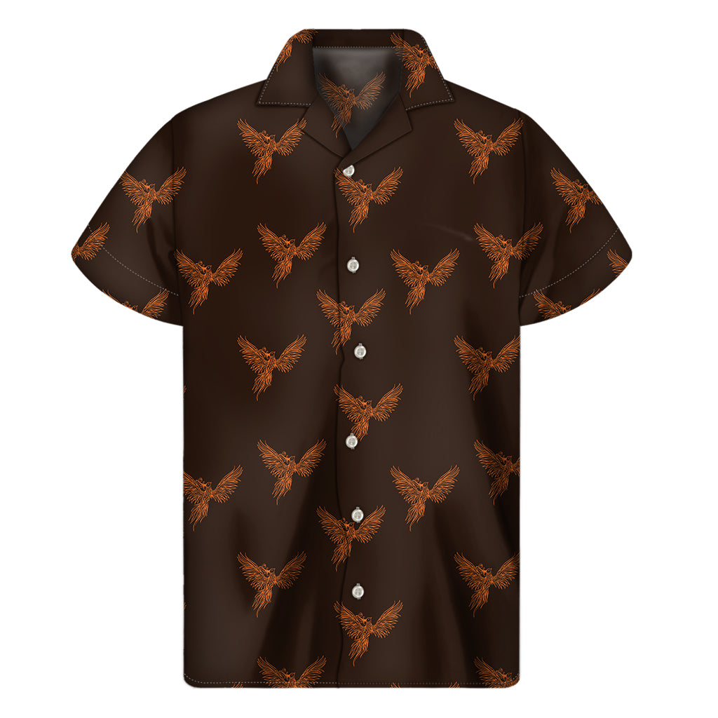 Tropical Vibes: Men's Hawaiian Short Sleeve Shirt with Asian Phoenix Pattern - 1