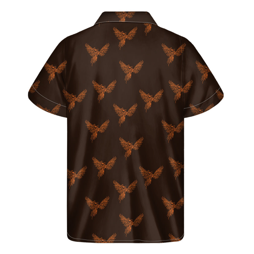 Tropical Vibes: Men's Hawaiian Short Sleeve Shirt with Asian Phoenix Pattern - 2