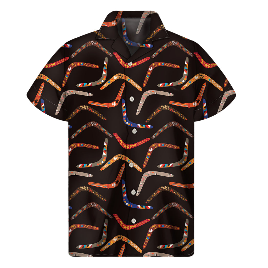 Boomerang Aloha: Men's Hawaiian Short Sleeve Shirt Inspired by Australian Patterns - 1