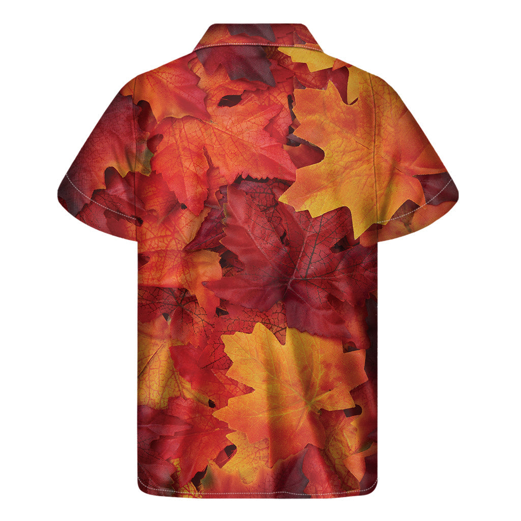 Island Vibes: Autumn Maple Leaf Hawaiian Short Sleeve Shirt - 2