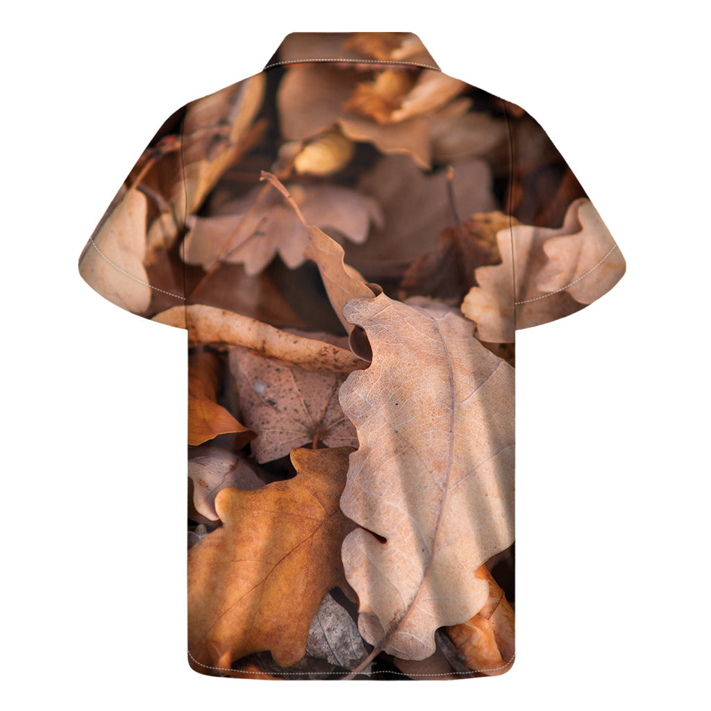 Autumn Oak Leaf Hawaiian Print Short Sleeve Shirt - 2