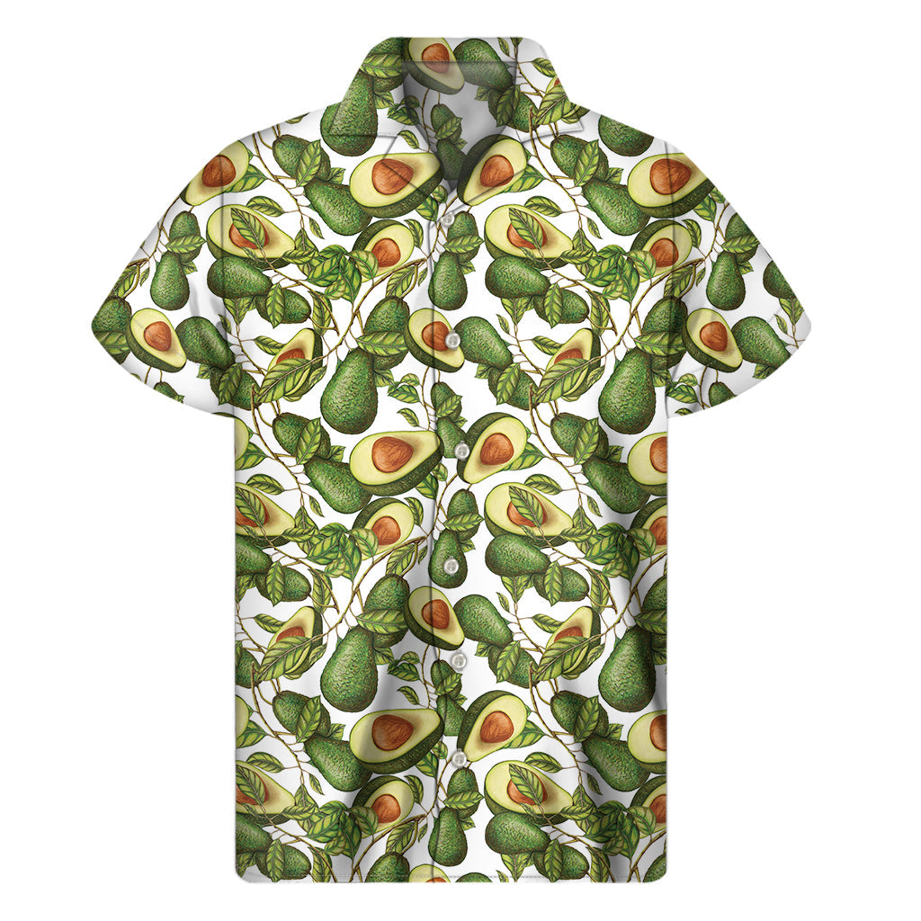 Tropical Paradise: Avocado Print Hawaiian Short Sleeve Shirt - 1