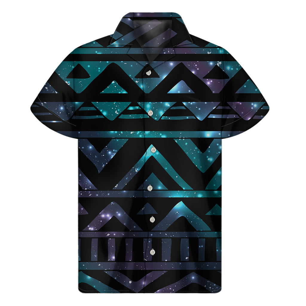 Hawaiian Galaxy Aztec Tribal Print Short Sleeve Shirt - 1