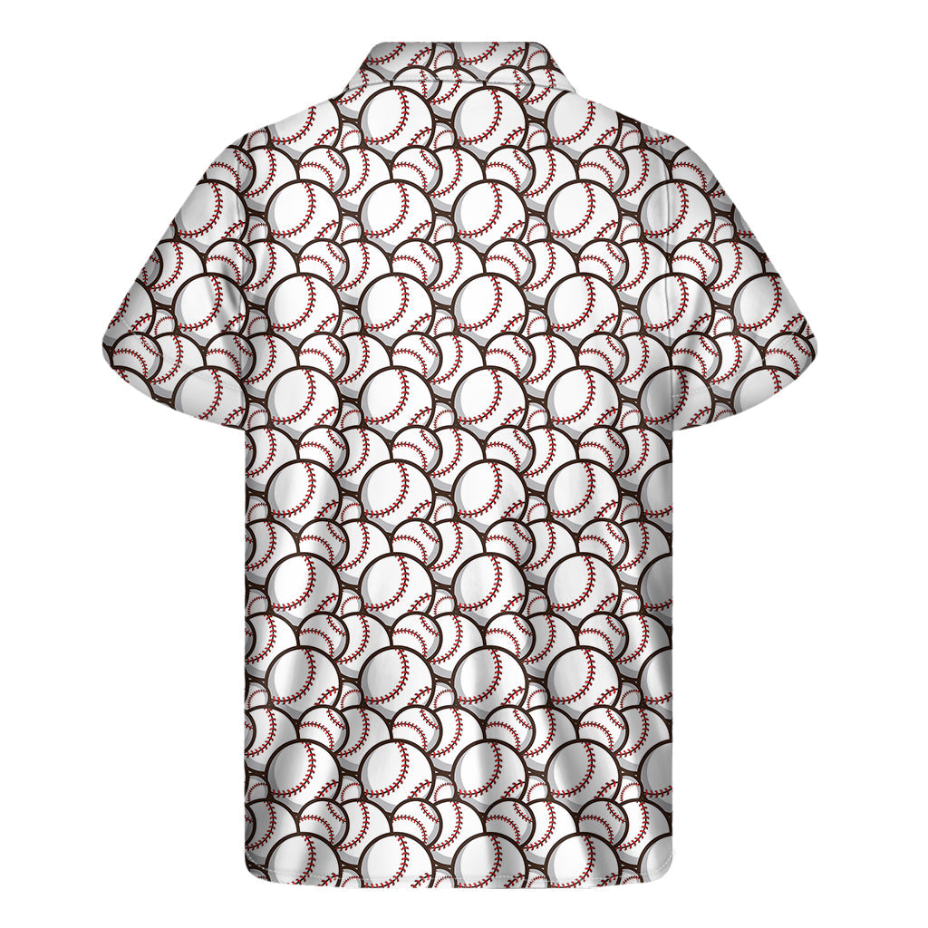 Hawaiian Style Short Sleeve Shirt with Baseballs Pattern - 2