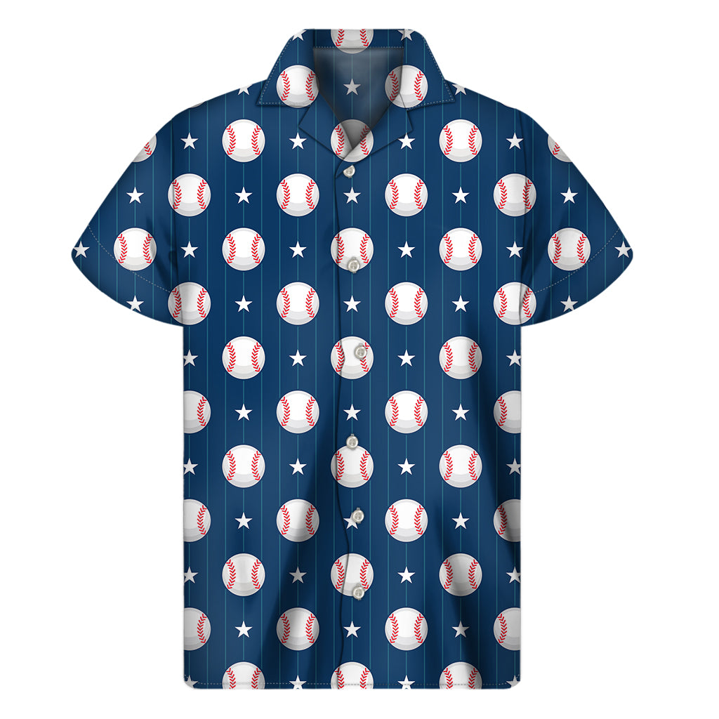 Hawaiian Style Baseball Star Pattern Printed Men's Short Sleeve Shirt - 1