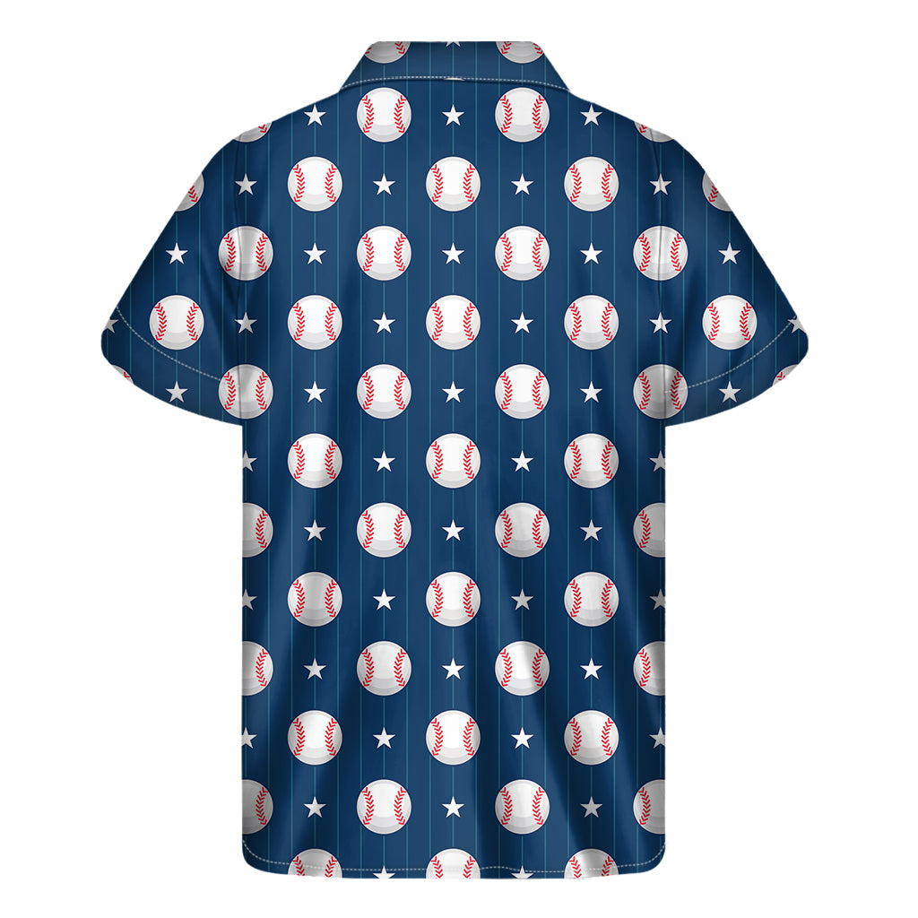 Hawaiian Style Baseball Star Pattern Printed Men's Short Sleeve Shirt - 2