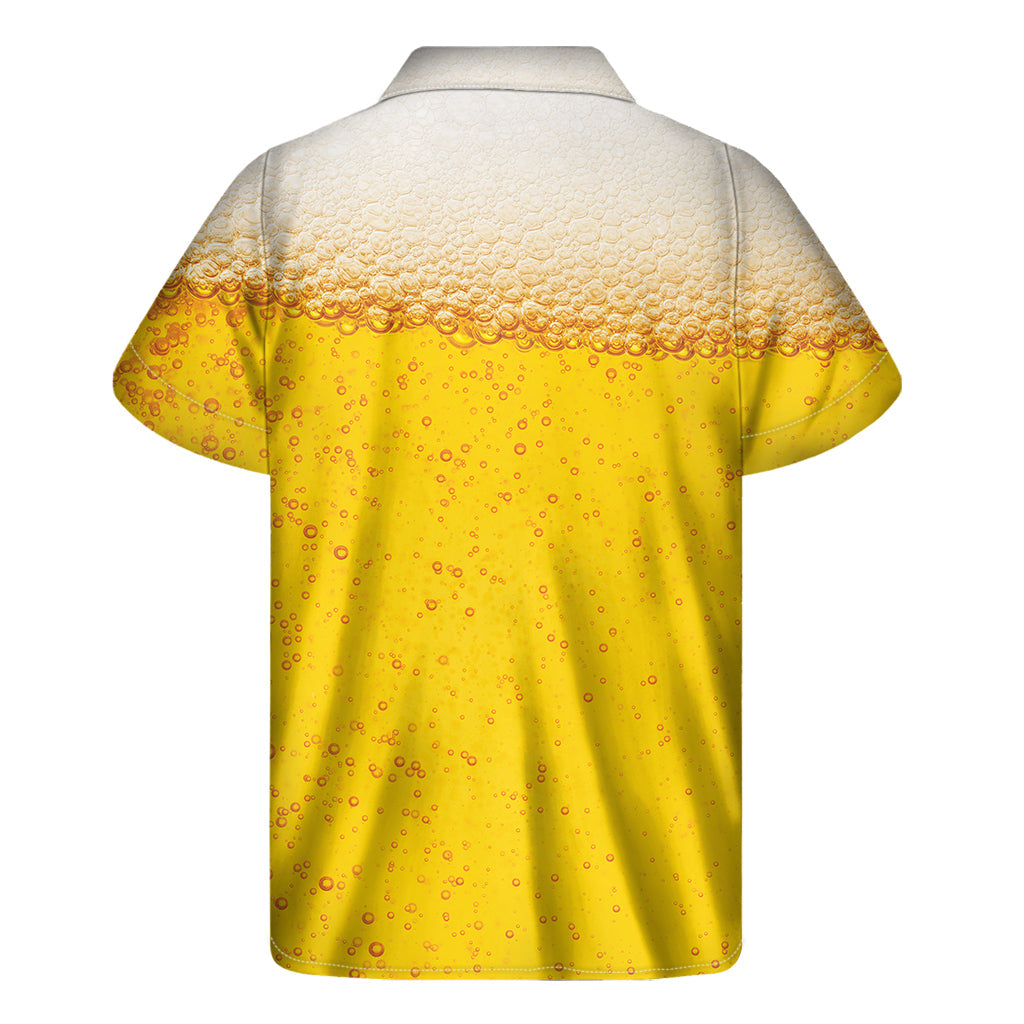 Island Vibes: Beer with Foam Print Hawaiian Short Sleeve Shirt - 2