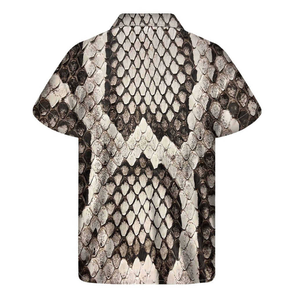 Ultimate Island Vibes: Beige Snakeskin Print Hawaiian Short Sleeve Shirt - 2