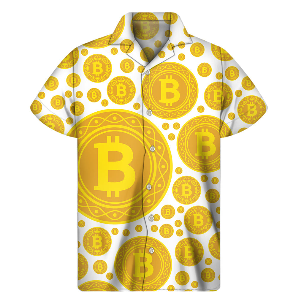 Hawaiian Tropical Bitcoin Crypto Pattern Print Short Sleeve Shirt - 1