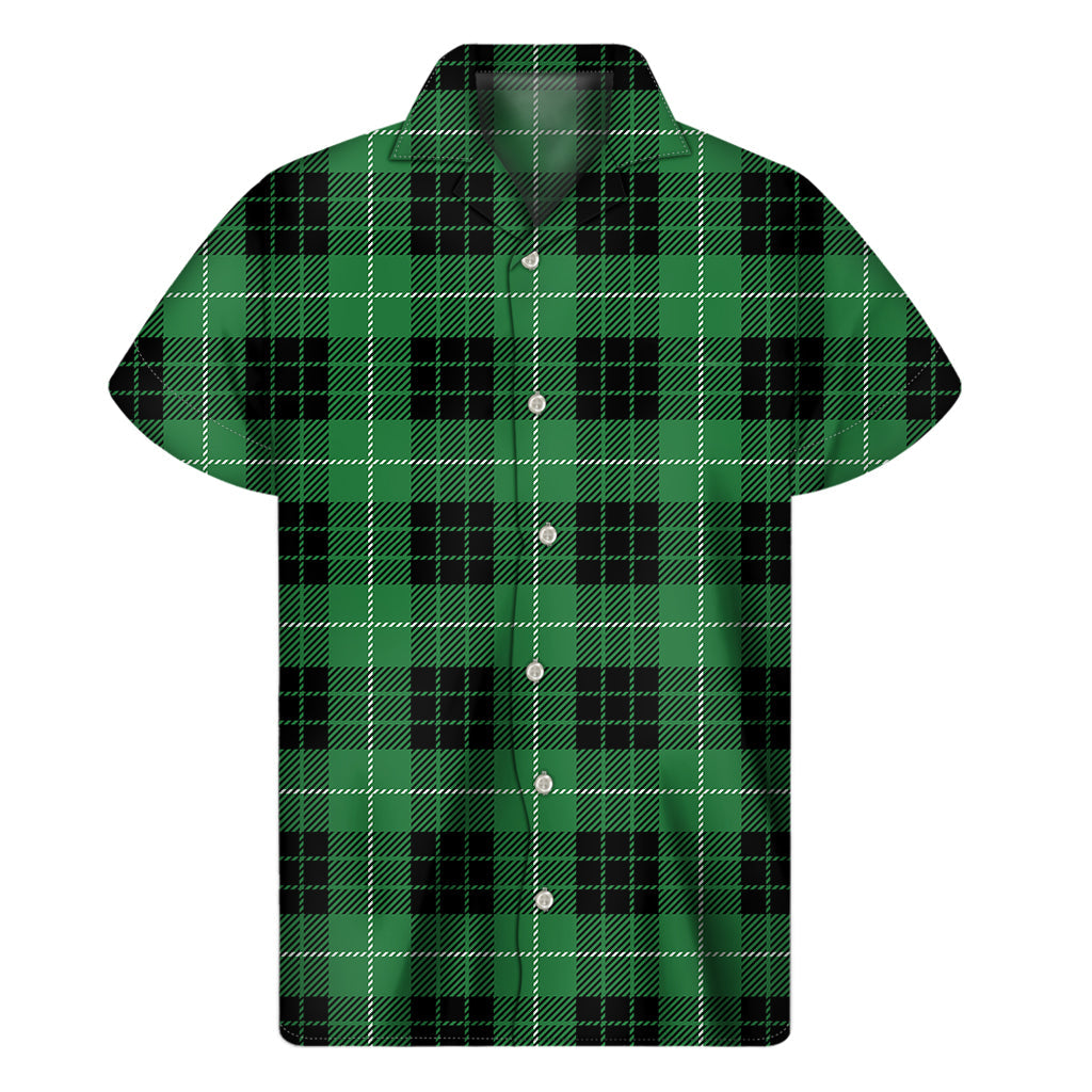 Tropical Vibes: Black and Green Hawaiian Short Sleeve Shirt - 1