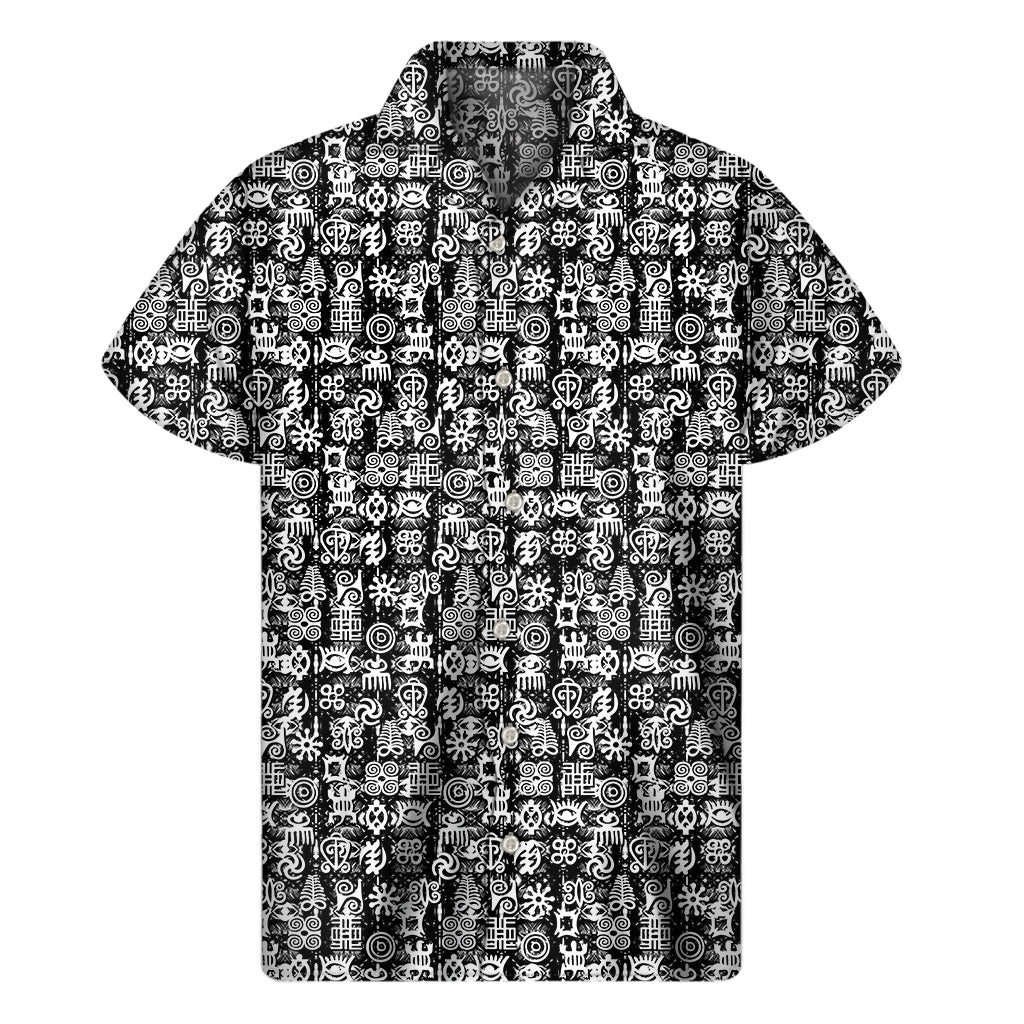 Tropical Vibes: Hawaiian Short Sleeve Shirt with Adinkra Symbols - 1