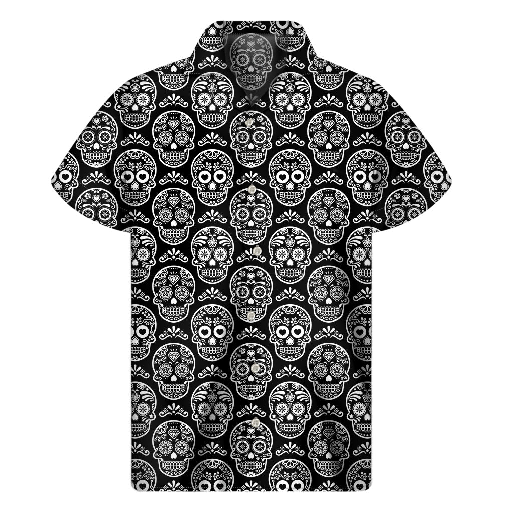Calavera Skull Print Hawaiian Short Sleeve Shirt - 1