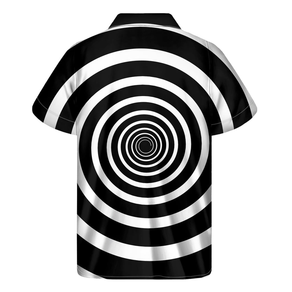 Island Vibes: Black and White Circle Swirl Hawaiian Short Sleeve Shirt - 2