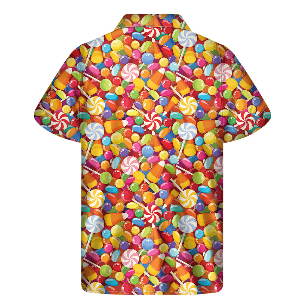 Summery Hawaiian Vibes: Colorful Candy Pattern Print Short Sleeve Shirt - 2