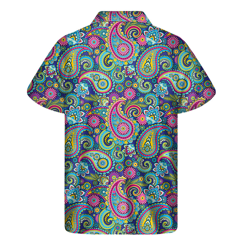 Vibrant Hawaiian Paradise: Men's Colorful Paisley Pattern Short Sleeve Shirt - 2