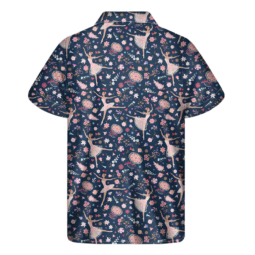 Island Vibes: Hawaiian Floral Ballet Pattern Print Short Sleeve Shirt - 2