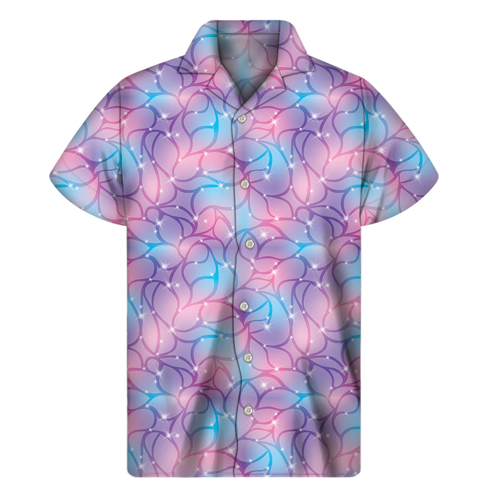 Island Vibes: Hawaiian Floral Sparkle Short Sleeve Shirt - 1