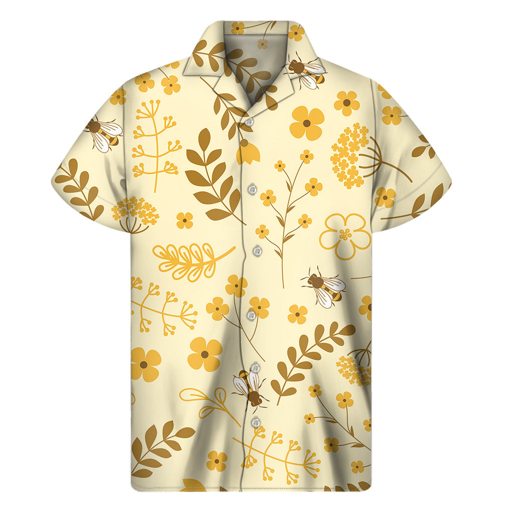 Flower & Bee Luau Vibes: Hawaiian Short Sleeve Shirt - 1