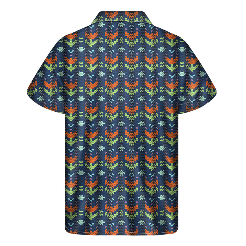Floral Paradise: Hawaiian Short Sleeve Shirt in a Knitted Pattern - 2