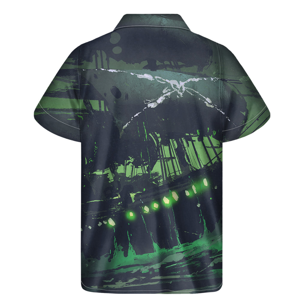 Pirate Paradise: Hawaiian Short Sleeve Shirt with Ghost Pirate Ship Print - 2