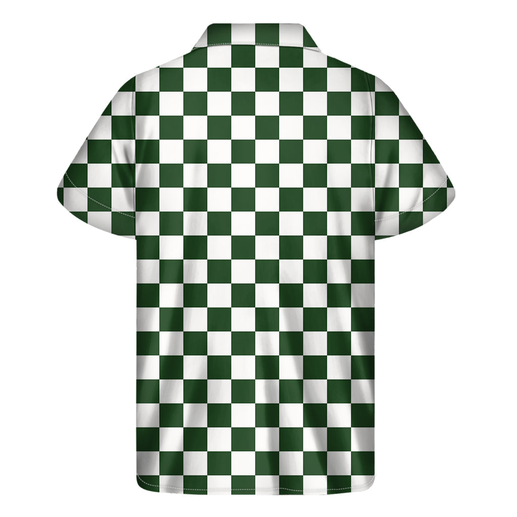 Forest Green and White Checkered Hawaiian Aloha Shirt - 2