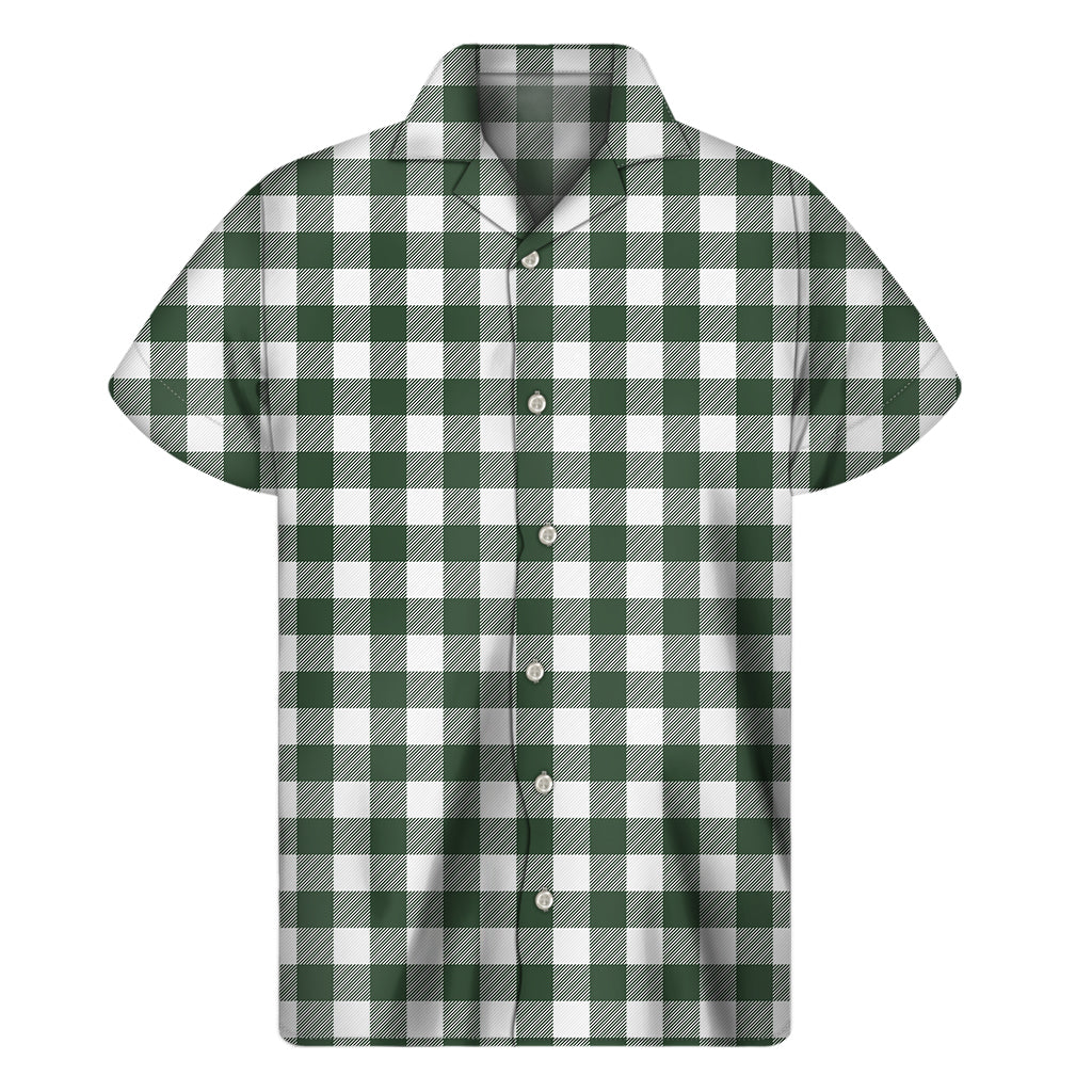 Forest Green Buffalo Check Pattern Hawaiian Short Sleeve Shirt - 1