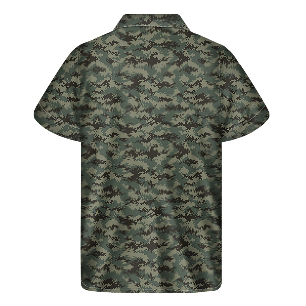 Tropical Vibes: Hawaiian Forest Green Digital Camo Pattern Print Short Sleeve Shirt - 2