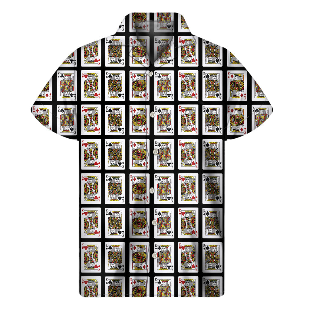 King of the Tropics: Hawaiian Short Sleeve Shirt with Playing Cards Pattern - 1