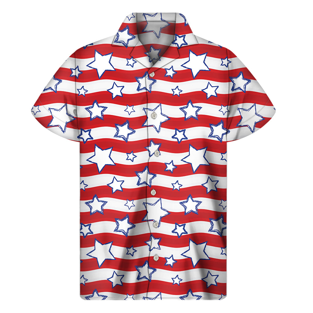 Island Charm: Hawaiian Star Pattern Short Sleeve Shirt - 1
