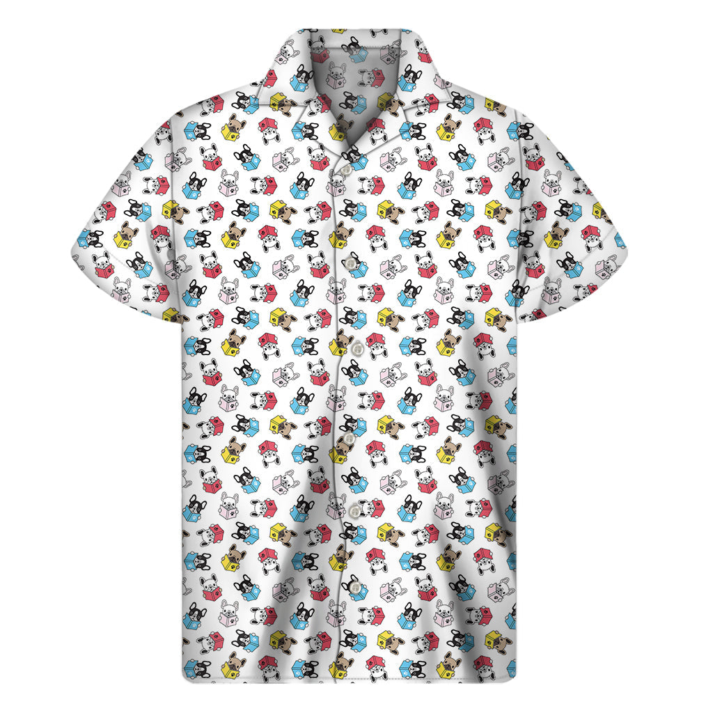 Hawaiian Men's French Bulldog Reading Book Print Short Sleeve Shirt - 1