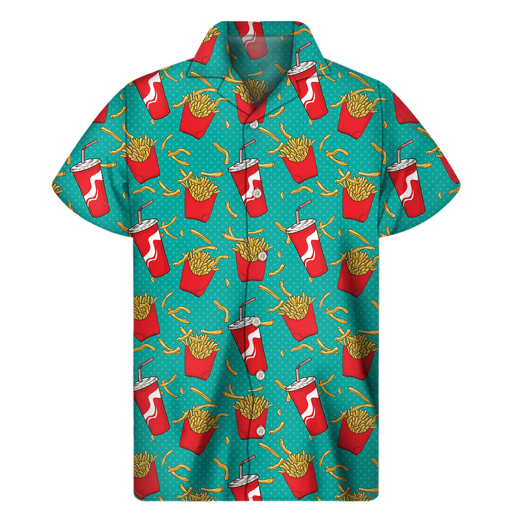 Tropical Delight: French Fries and Cola Hawaiian Short Sleeve Shirt - 1