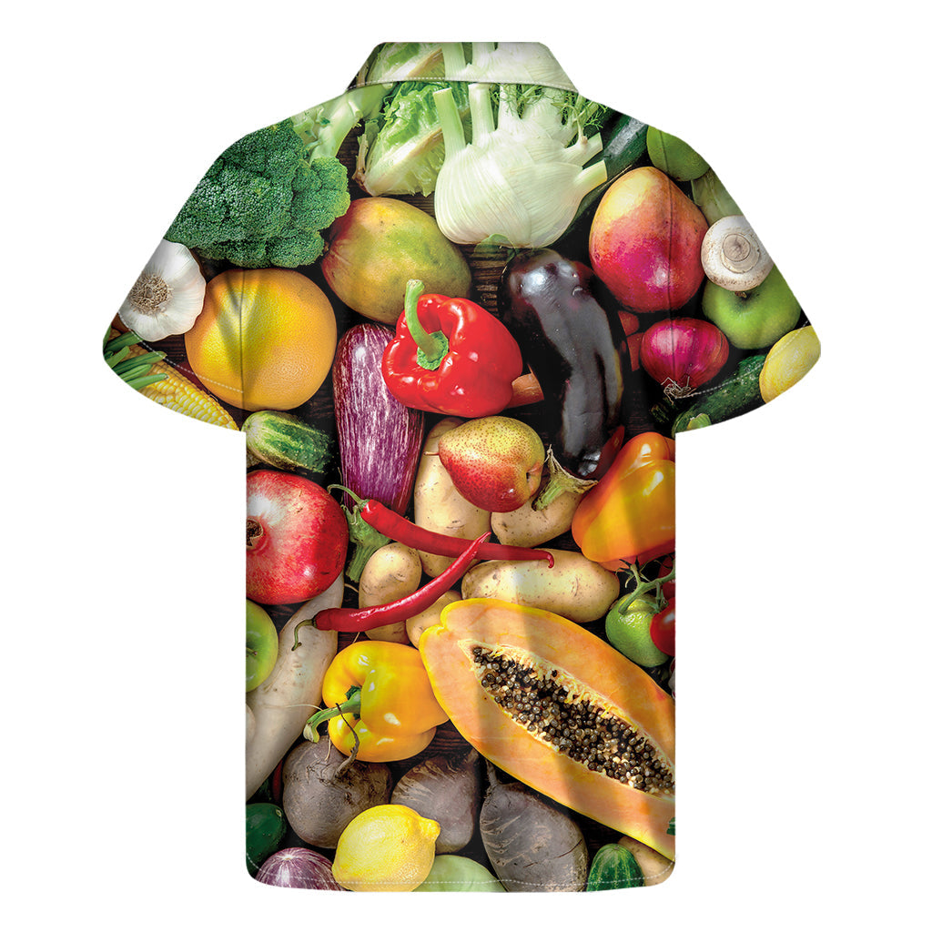 Fresh Fruits and Vegetables Hawaiian Print Short Sleeve Shirt - 2