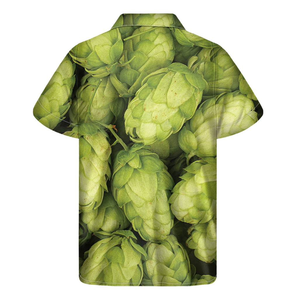 Tropical Vibes: Fresh Hop Cone Print Hawaiian Short Sleeve Shirt - 2