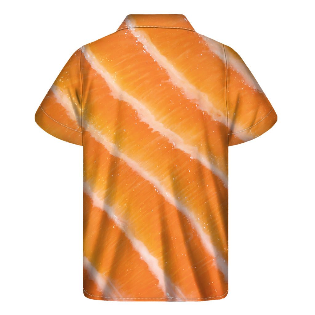 Fresh Salmon Print Hawaiian Short Sleeve Shirt - 2