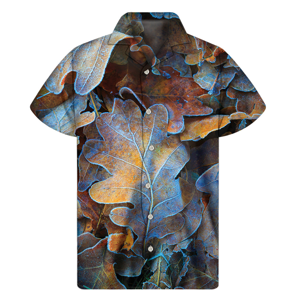 Tropical Breeze: Hawaiian Oak Leaf Print Short Sleeve Shirt for Men - 1