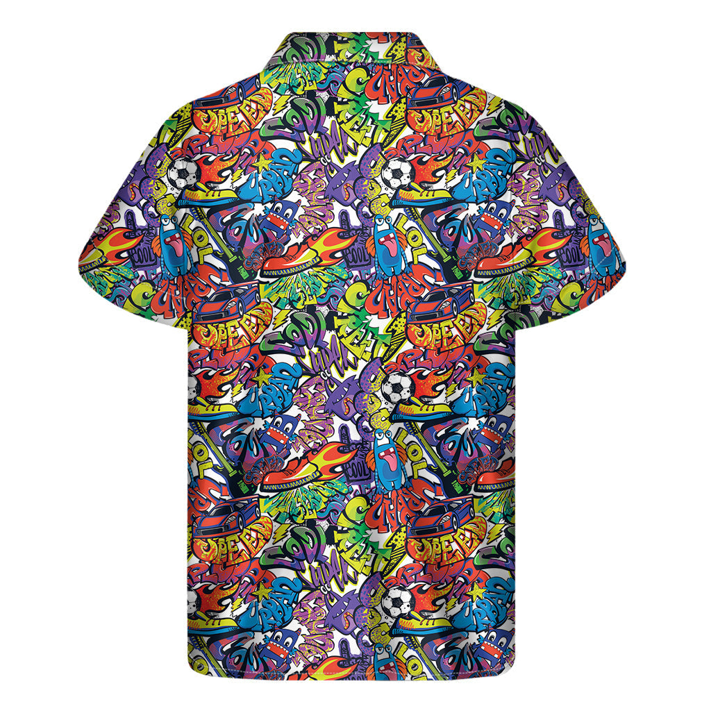 Tropical Vibes: Funky Graffiti Hawaiian Short Sleeve Shirt - 2