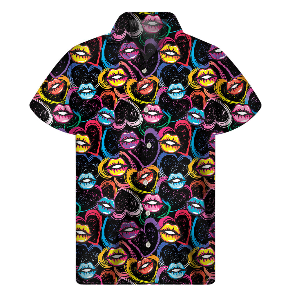 Funky Kiss Lips Hawaiian Short Sleeve Shirt - 1