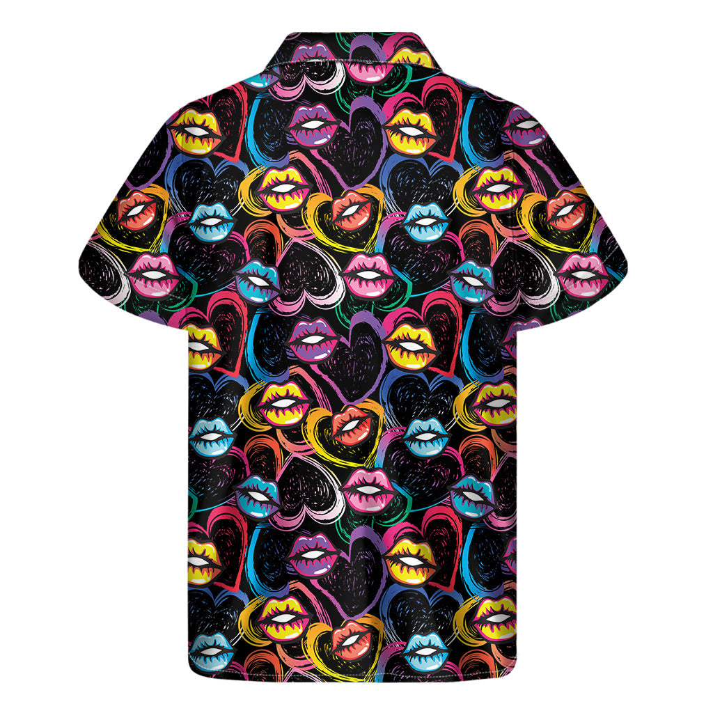 Funky Kiss Lips Hawaiian Short Sleeve Shirt - 2