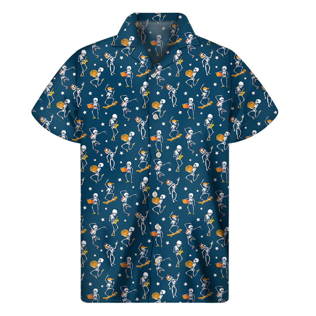Island Vibes: Men's Hawaiian Skeleton Party Short Sleeve Shirt - 1