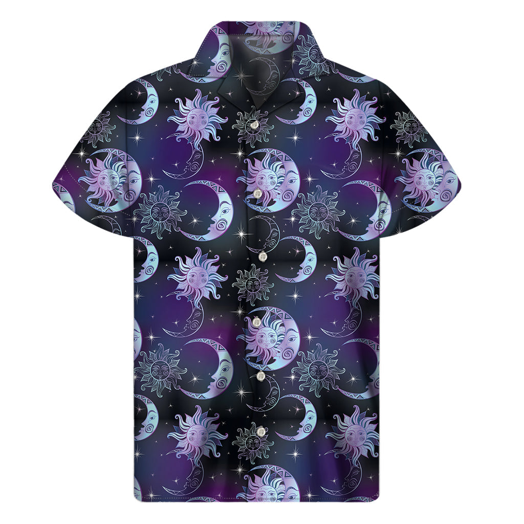 Galaxy Celestial Sun and Moon Hawaiian Short Sleeve Shirt - 1