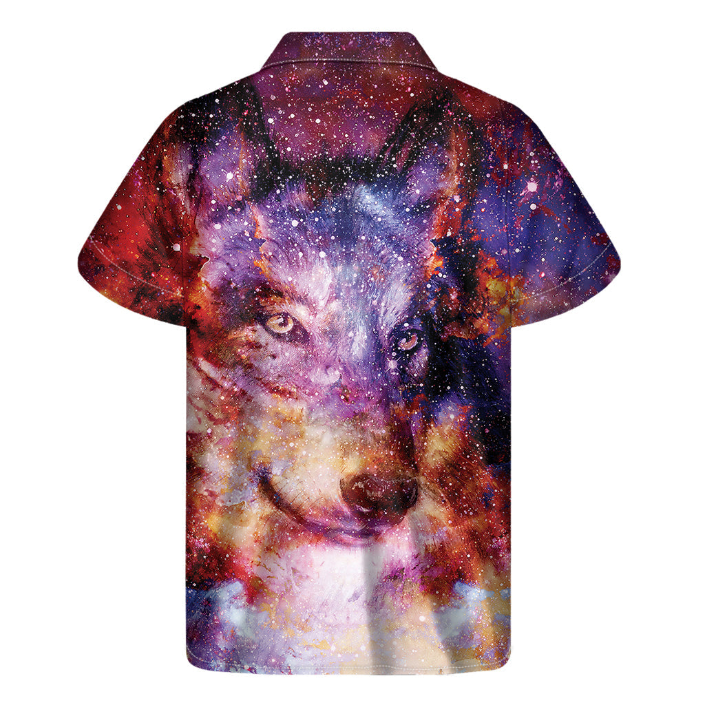 Galactic Wolf Portrait Hawaiian Short Sleeve Shirt - 2