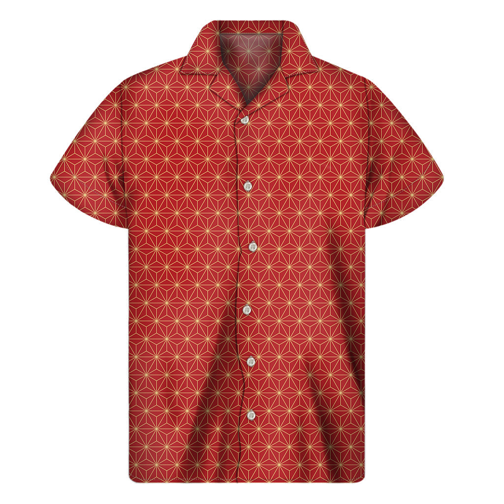 Geometric Hawaiian Floral Print Men's Short Sleeve Shirt - 1