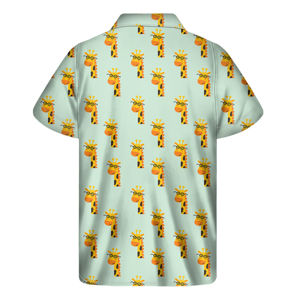 Giraffe with Glasses Hawaiian Print Short Sleeve Shirt - 2