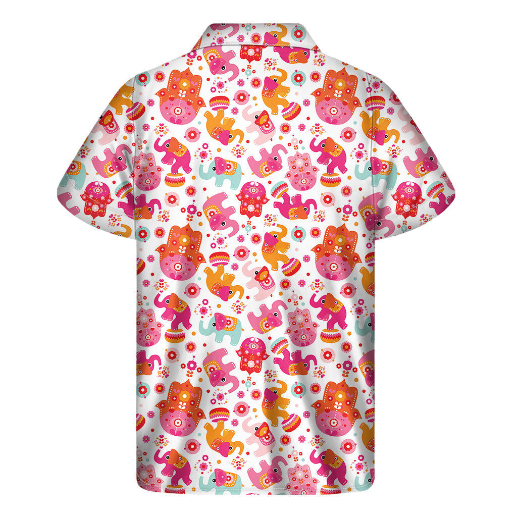Girly Elephant and Hamsa Hawaiian Short Sleeve Shirt - 2