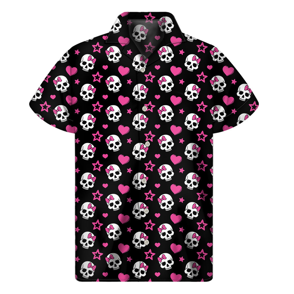 Embrace Aloha Vibes with This Girly Emo Skull Pattern Hawaiian Shirt - 1