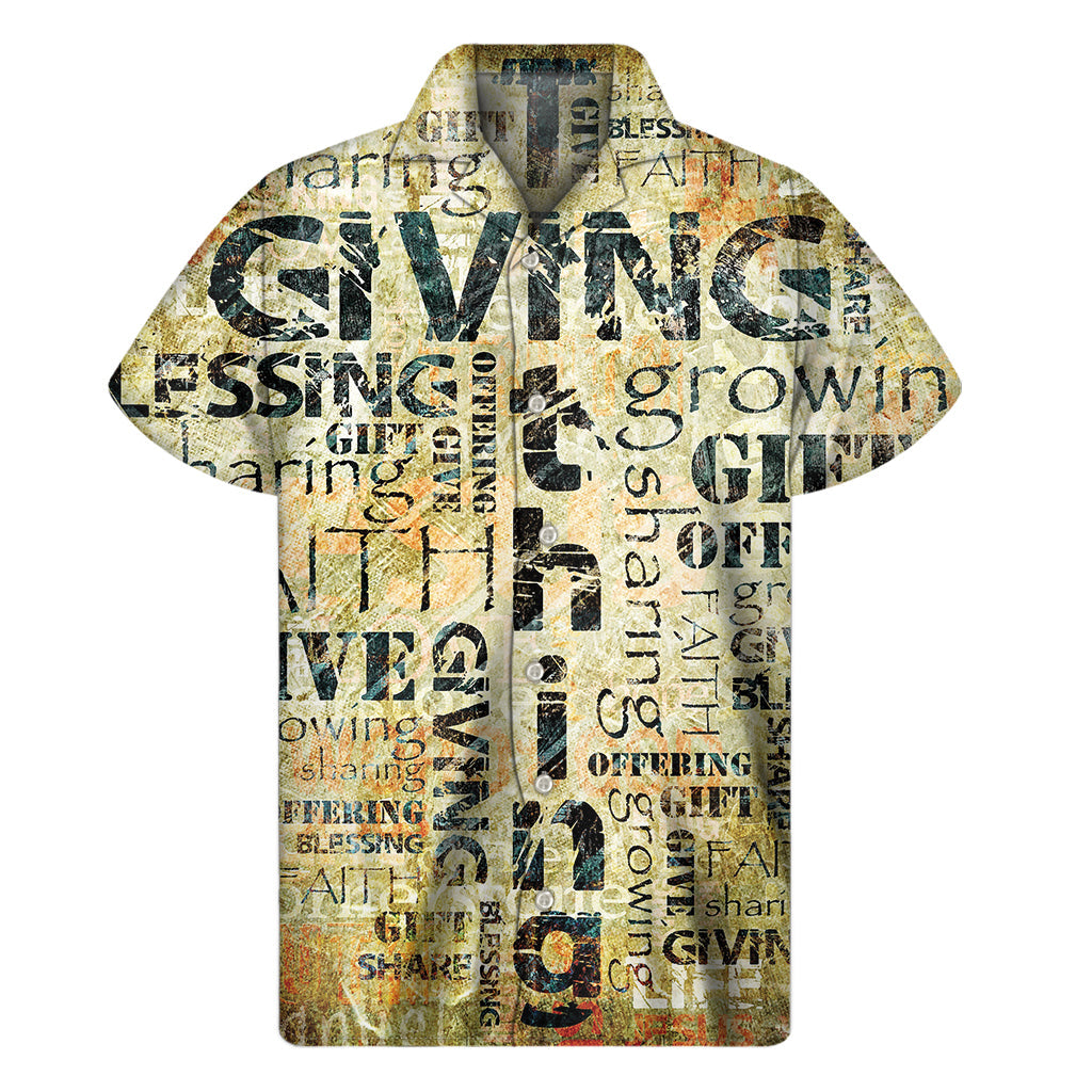 Island Vibes: Hawaiian Short Sleeve Shirt with Religious Words Print - 1