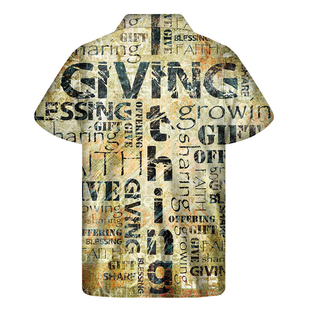 Island Vibes: Hawaiian Short Sleeve Shirt with Religious Words Print - 2